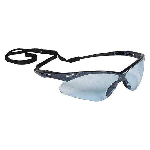 Safety Glasses, Wraparound Light Blue Polycarbonate Lens, Scratch-Resistant