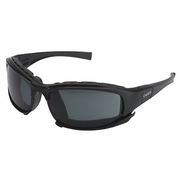 Safety Glasses, Wraparound Smoke Polycarbonate Lens, Anti-Fog, Scratch-Resistant