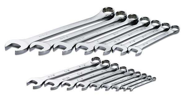 Combo Wrench Set, Chrome, 1/4-1-1/4, 16 Pc