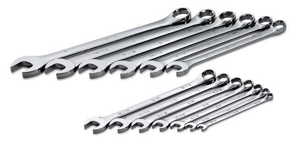 Combo Wrench Set, Long, 1/4-1 In, 13 Pc
