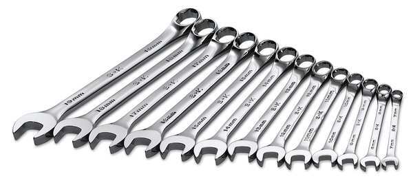 Combo Wrench Set, Chrome, 7-19mm, 13 Pc