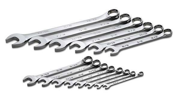 Combo Wrench Set, Chrome, 1/4-15/16, 14 Pc