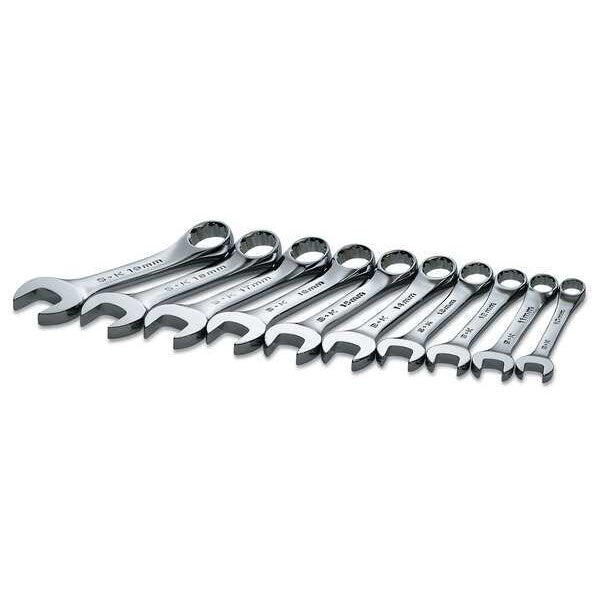 Combo Wrench Set, Short, 10-19mm, 10 Pc