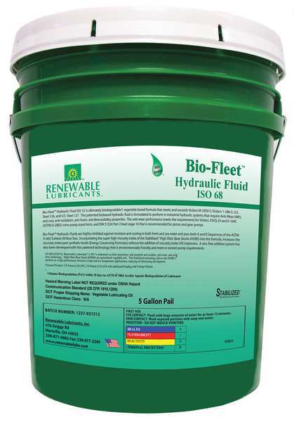 5 gal Bio-Fleet Hydraulic Fluid Pail 68 ISO Viscosity