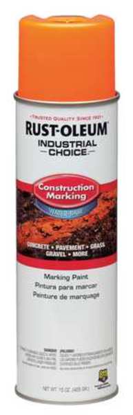 Construction Marking Paint, 17 oz., Fluorescent Orange, Water -Based
