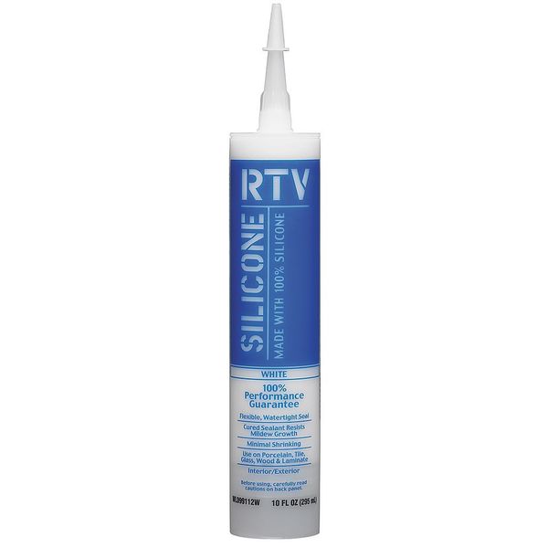 Tube RTV Silicone Sealant, 10 oz, White, Temp Range -49 Degrees  to 302 Degrees F