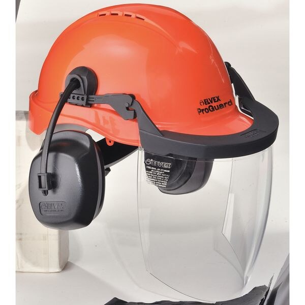 Front Brim Hard Hat, Type 1, Class E, Ratchet (6-Point), Orange (Cap)/Black (Muff)