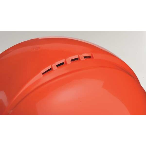 Front Brim Hard Hat, Type 1, Class E, Ratchet (6-Point), Orange (Cap)/Black (Muff)