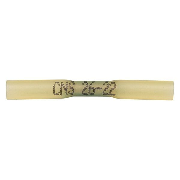 Butt Splice Connector, 26-22 AWG, Yel, PK10