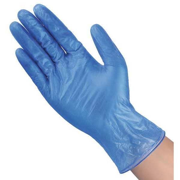 Disposable Gloves, Vinyl, Powder Free, Blue, S, 100 PK