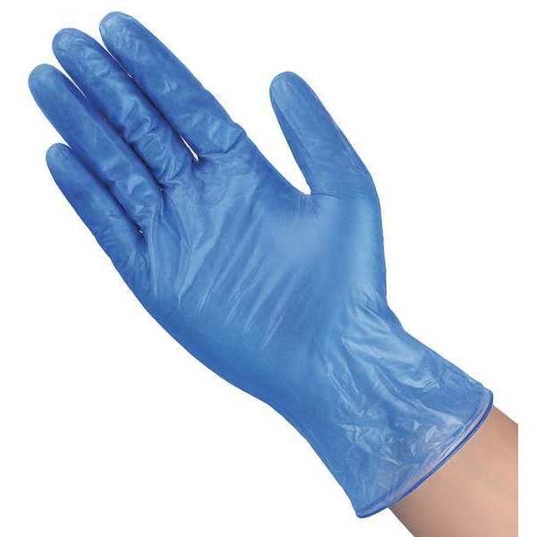 Disposable Gloves, Vinyl, Powder Free, Blue, M, 100 PK