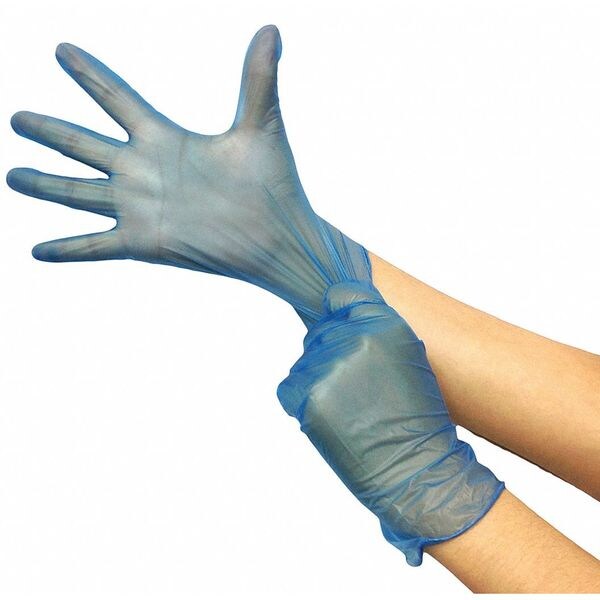 Disposable Gloves, Vinyl, Powder Free, Blue, S, 100 PK