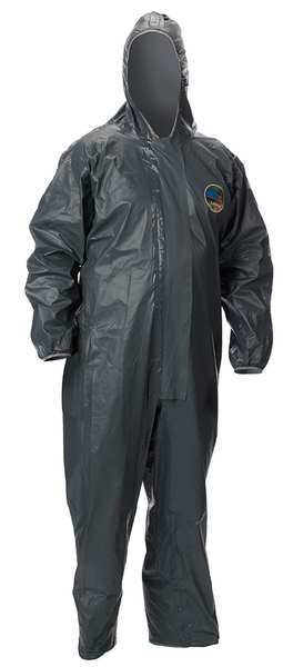 Hooded Chemical Resistant Coveralls, Gray, Zipper