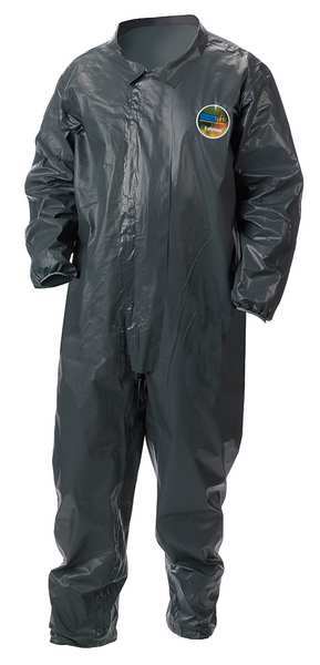 Collared Chemical Resistant Coveralls, Gray, Zipper