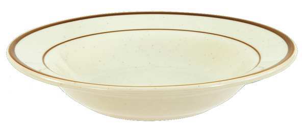Rimmed Soup Bowl, 12 oz., Ceramic Brown Speckled w/Double Band PK24