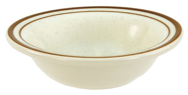 Fruit Dish, 4 oz., Ceramic Brown Speckled w/Double Band PK36