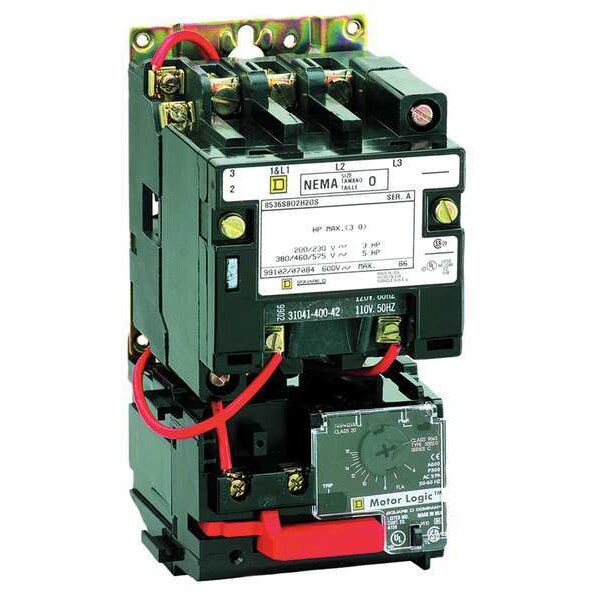 Nonreversing NEMA Magnetic Motor Starter, No Enclosure NEMA Rating, 120V AC, 3 Poles, 1NO