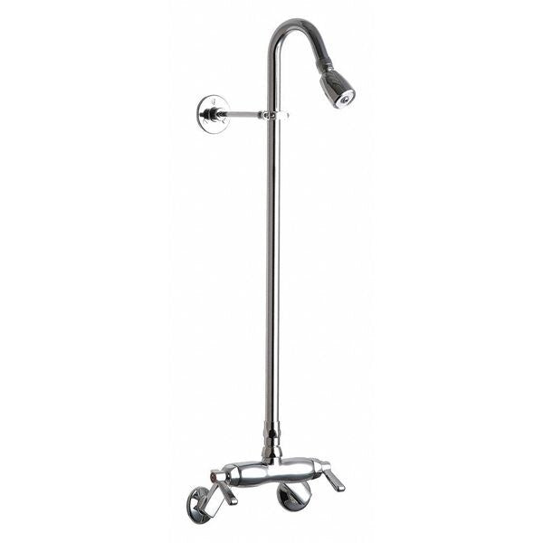 Exposed Two Handle Shower Fitting, Polished Chrome, Wall