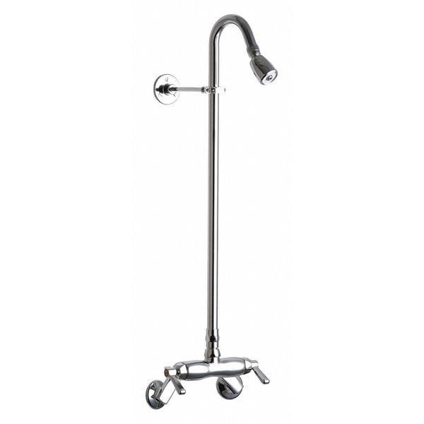 Exposed Two Handle Shower Fitting, Polished Chrome, Wall