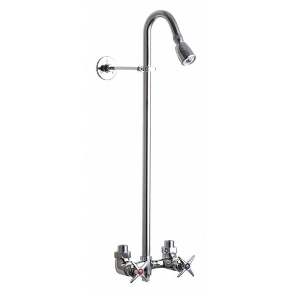 Exposed Two Handle Shower Fitting, Polished Chrome, Wall