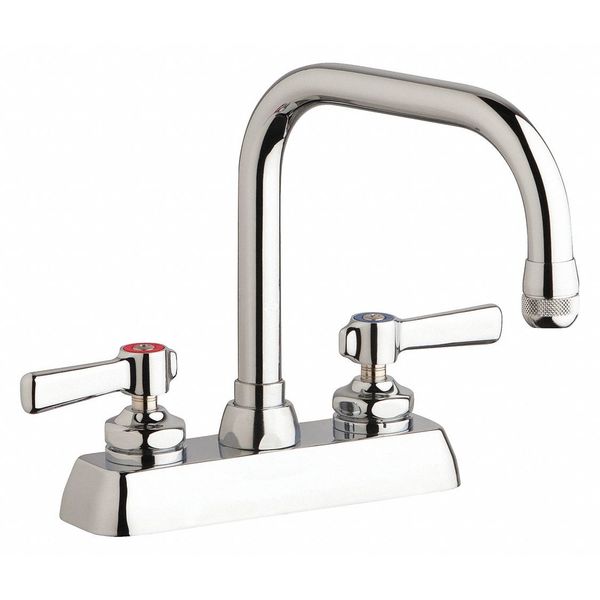 Dual-Handle 4'' Mount, Hot And Cold Water Washboard Sink Faucet, Chrome plated