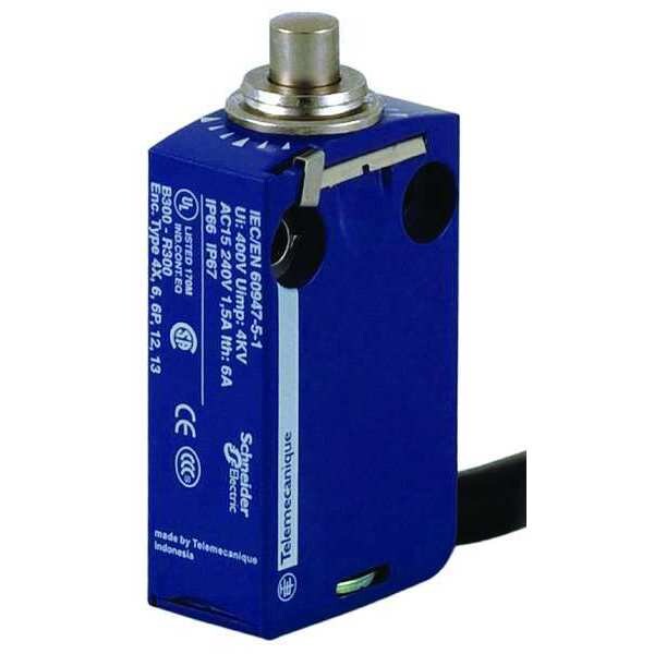 Limit Switch, Plunger, 1NC/1NO, 6A @ 240V AC, Actuator Location: Top