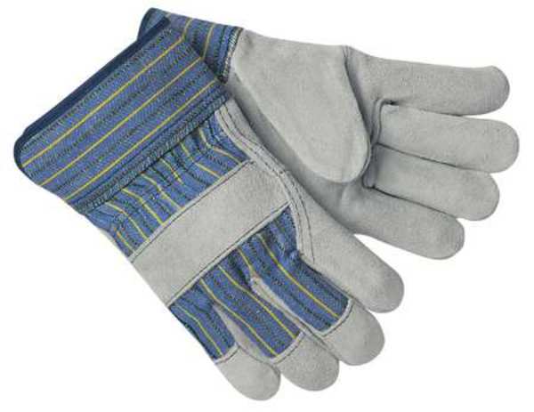 Leather Palm Gloves, Cowhide, Shirred, M, PR