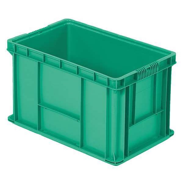 Straight Wall Container, Green, Polyethylene, 24 in L, 15 in W, 14 1/2 in H