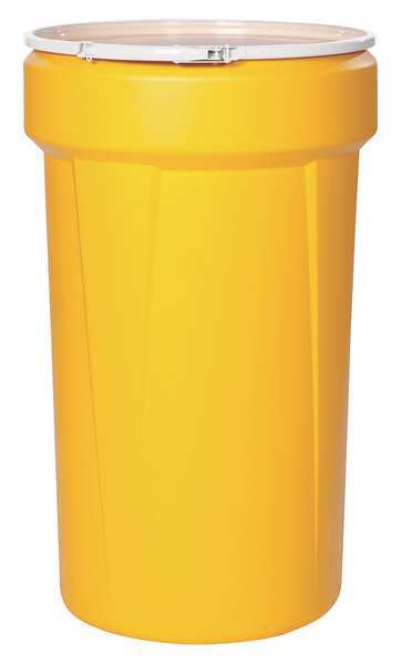 Open Head Transport Drum, Polyethylene, 55 gal, Unlined, Yellow