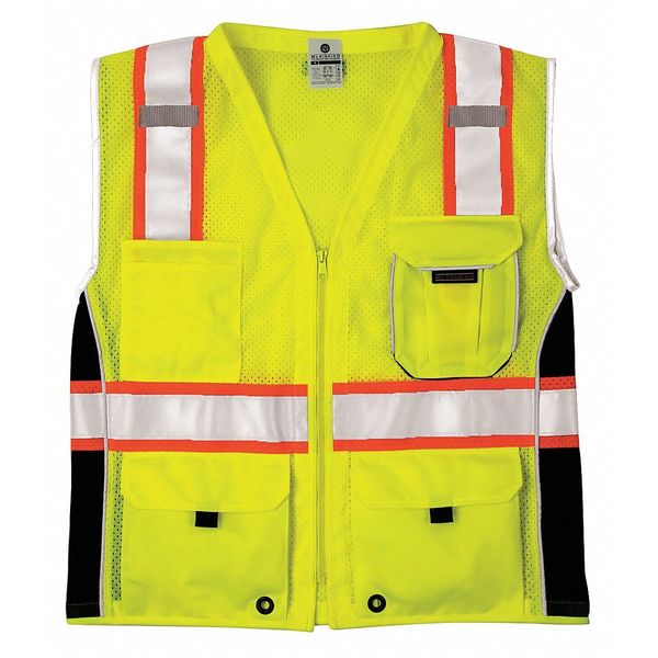 Medium Black Panels Safety Vest, Lime