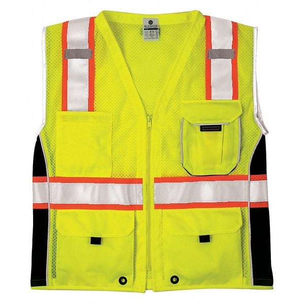 XL Black Panels Safety Vest, Lime