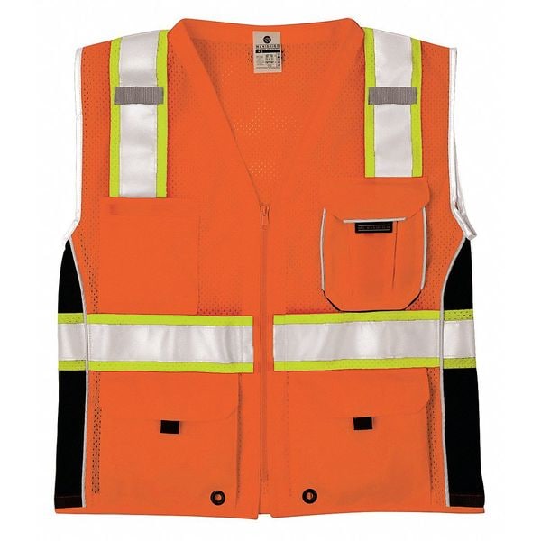 XL Black Panels Safety Vest, Orange