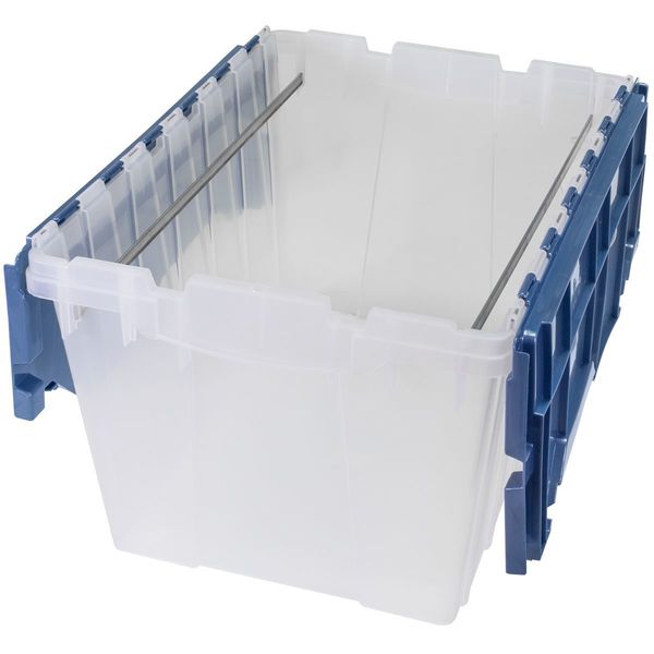 Attached Lid Container, Clear/Blue