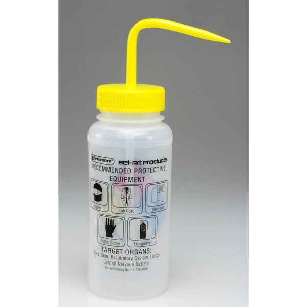 Wash Bottle, Std Spout, 500ml, Yellow, PK4