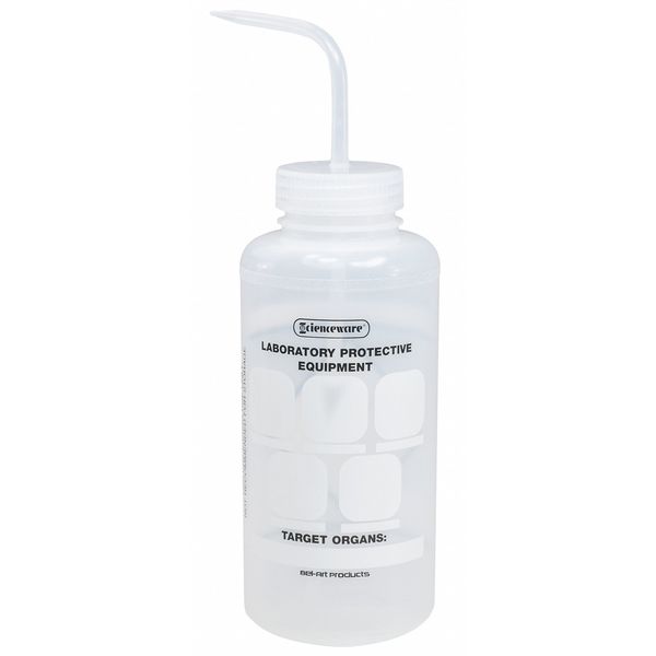 Wash Bottle, Std Spout, 32oz, Write-On, PK6