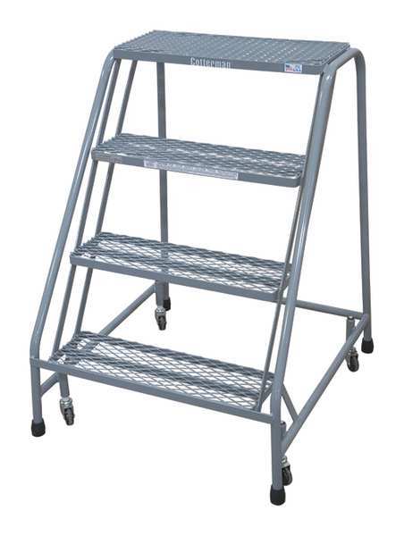 40 in H Steel Rolling Ladder, 4 Steps
