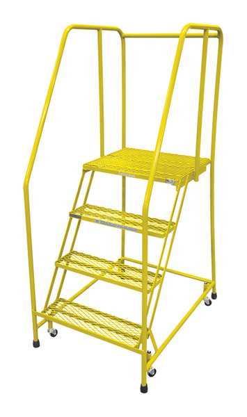 70 in H Steel Rolling Ladder, 4 Steps