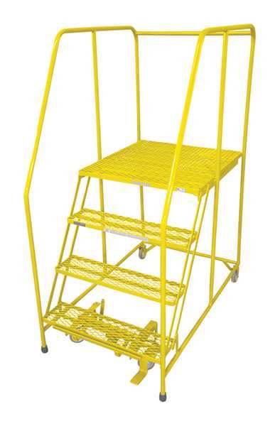 70 in H Steel Rolling Ladder, 4 Steps