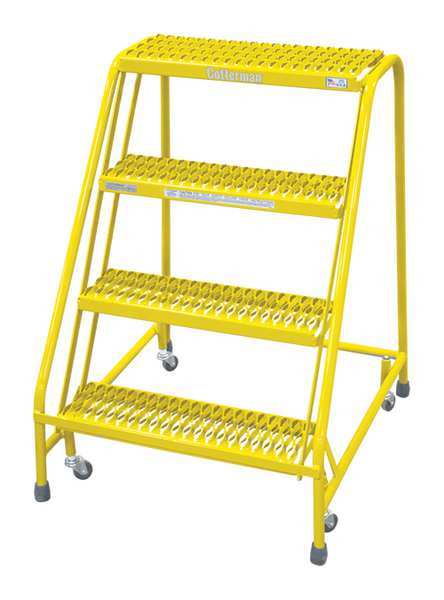 40 in H Steel Rolling Ladder, 4 Steps