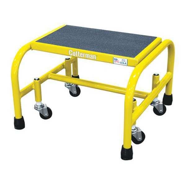 Rolling Ladder, Steel, 12InH, 1 Step, Yellow