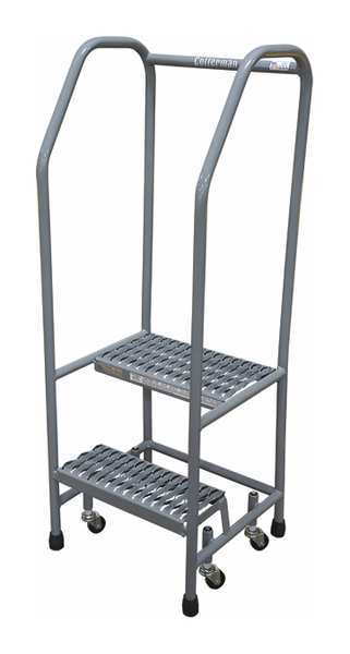 50 in H Steel Rolling Ladder, 2 Steps