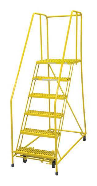 90 in H Steel Rolling Ladder, 6 Steps