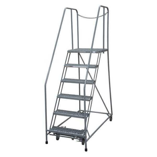 90 in H Steel Rolling Ladder, 6 Steps