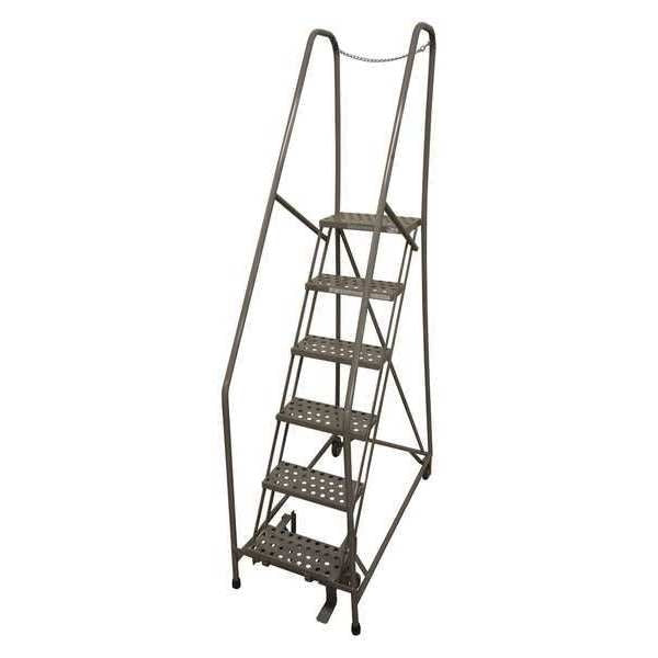 90 in H Steel Rolling Ladder, 6 Steps