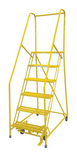 90 in H Steel Rolling Ladder, 6 Steps