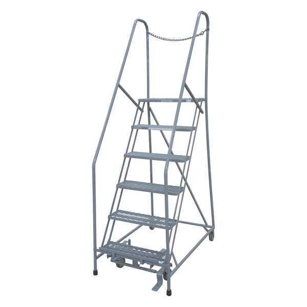 90 in H Steel Rolling Ladder, 6 Steps