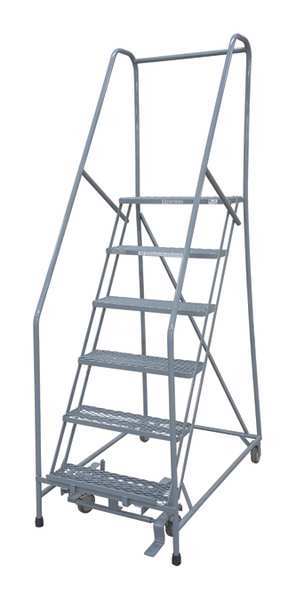 90 in H Steel Rolling Ladder, 6 Steps