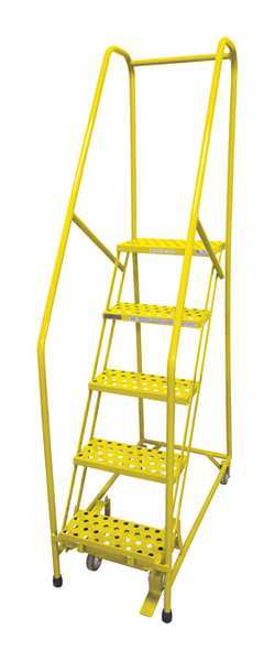 80 in H Steel Rolling Ladder, 5 Steps