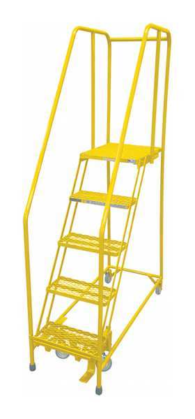 80 in H Steel Rolling Ladder, 5 Steps