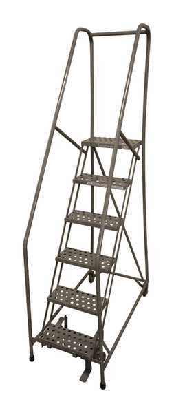 90 in H Steel Rolling Ladder, 6 Steps